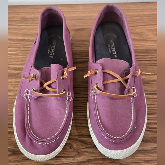 Sperry Top Sider Berry Colored Cloth Boat Shoes - Picture 3 of 7